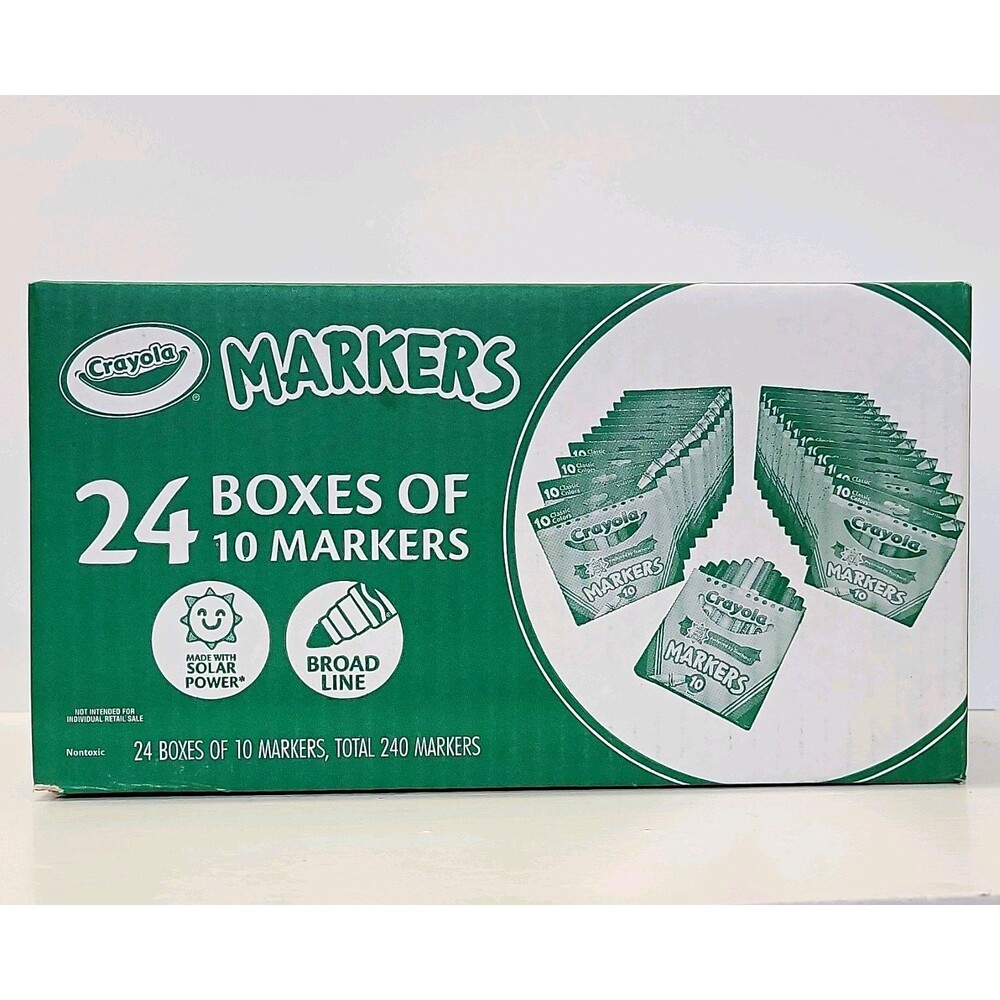 Crayola Broad Line Markers, Green, 24 Boxes of 10 (240 Total)